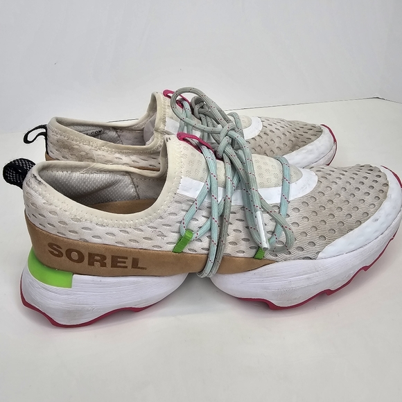 Sorel Women's Size 7 Kinetic Impact Lace Fashion Sneakers White w/Green. - Picture 4 of 15